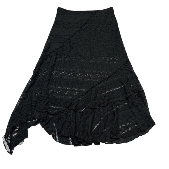 Streetware Society Skirt Womens‎ M Black Sheer Lace Midi Whimsigoth Witchy Fairy - Picture 2 of 9